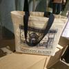 London Bookstore Retro Canvas Tote - Large Capacity Shoulder Bag for Students & Shoppers