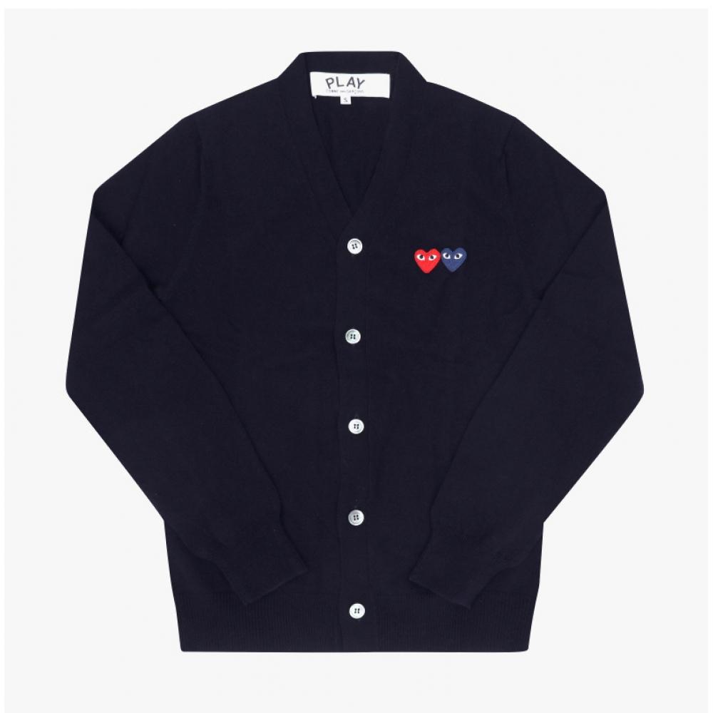 Comme Des Gar Ons Double Heart Wappen V Neck Cardigan Ax N058 051