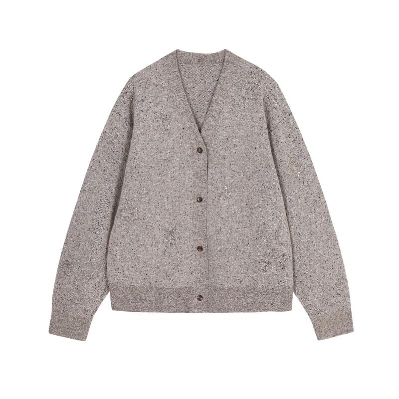 JNBY 2024 Autumn V-Neck Wool Blend Knit Sweater
