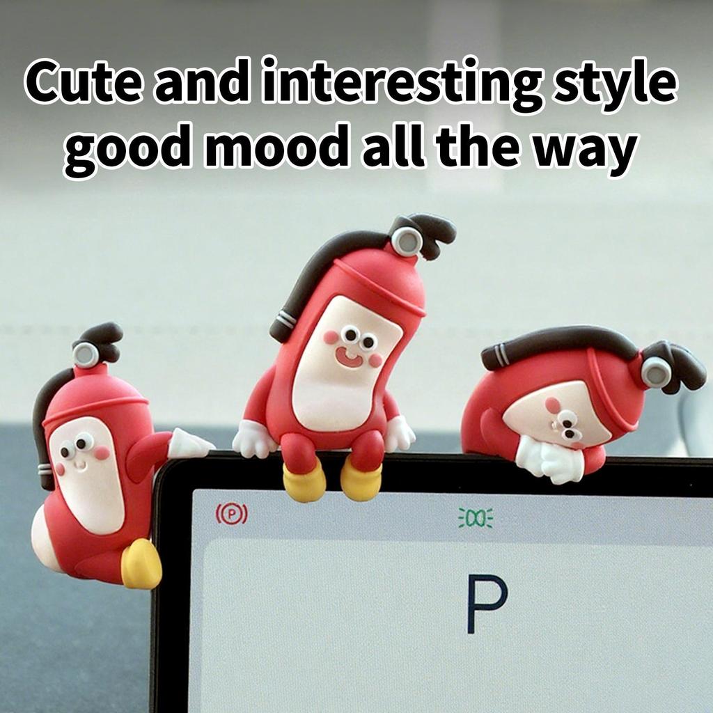 Cute Car Ornaments Car Center Console Display Screen Decor 4 Pieces Fires Extinguisher Shape Central Control Screen Decor Figure