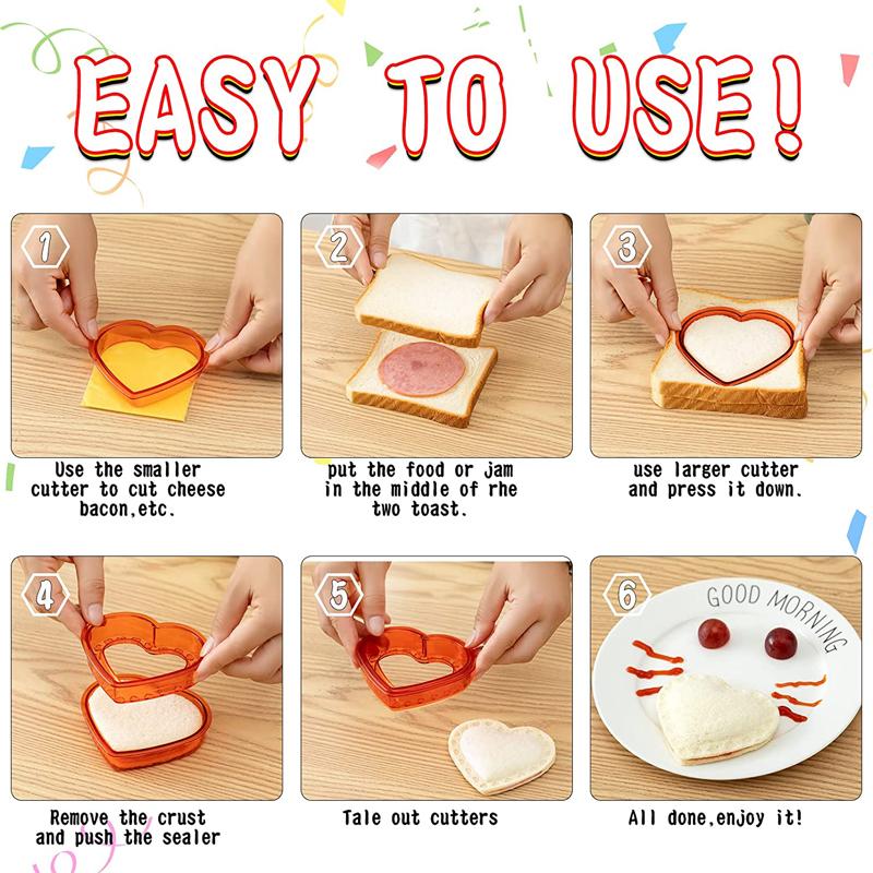 Sandwich Cutter and Sealer Uncrustable Bread Sandwich Maker Decruster for Kids Lunchbox Bento Box KC0445