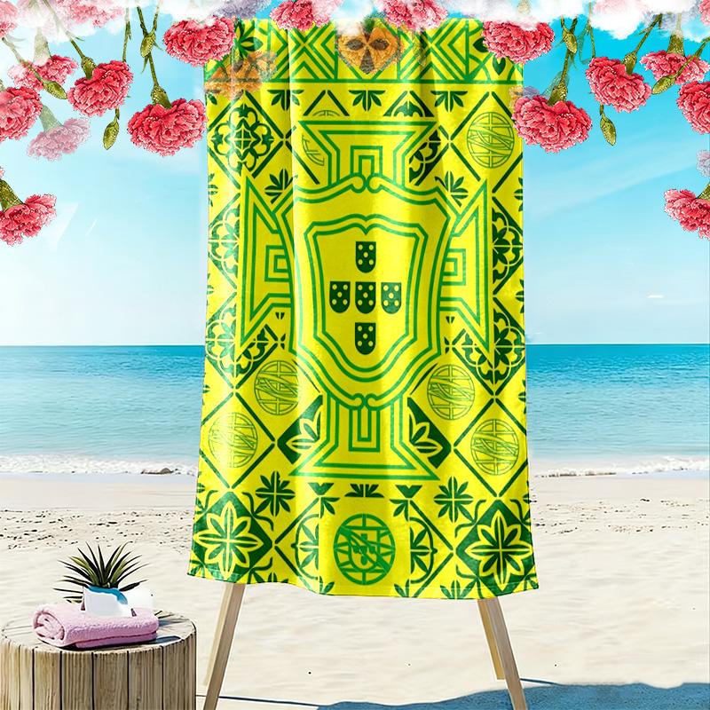 Portuguese Heritage Royal Emblem Beach Towel Beach Towel for Vacation Photos Portable for Travel Outdoor Pool Towel Seaside Absorbent Bath Towel