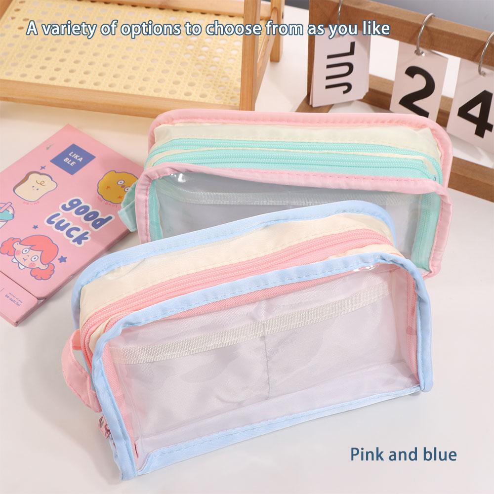 Desktop Storage Korean Style Pencil Case Transparent Display Ins Pencil Pouch Stationery Holder