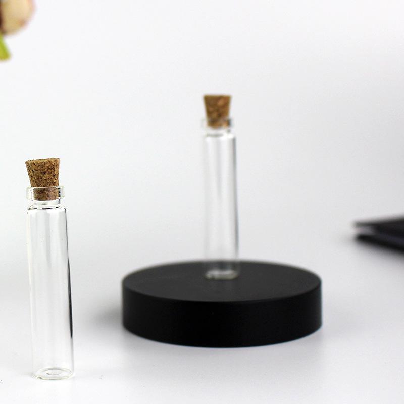 1mL Drift Bottle: Wood Stopper, Glass, Aluminum Lid – Creative Mini Wishing Bottle for Decor.