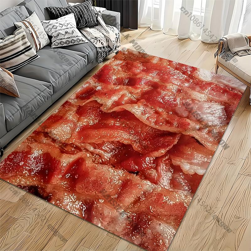 

Delicious Bacon Rugs for Living Room Bedroom Dining Kitchen Office Bathroom Non-Slip Large Decor Carpet Anime Rug 40x60cm