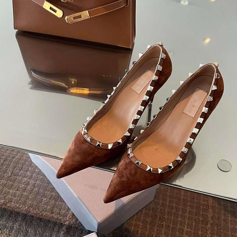 

Весенне-летняя обувь. Женские одинарные туфли на высоком остром каблуке высокого качества Joker. 39 коричневый