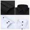 Men Stretchy Dress Shirt Slim Fit Solid Color Lapel Button-down Shirt Wrinkle-Free Short-sleeve Long Sleeve Business Shirt for Work Party Dating