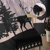 Hölzerne Waldsilhouette Hirsch Tier Sonnenuntergang Transparente Vorhänge für Wohnzimmerdekor Fenstervorhänge Küche Tüll Voile Vorhänge