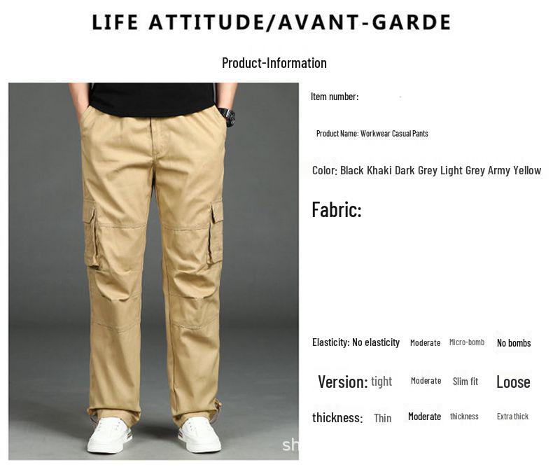 Calças de Trabalho Masculinas de Algodão Resistente ao Desgaste com Vários Bolsos - Tamanho Plus Casual para Primavera e Outono