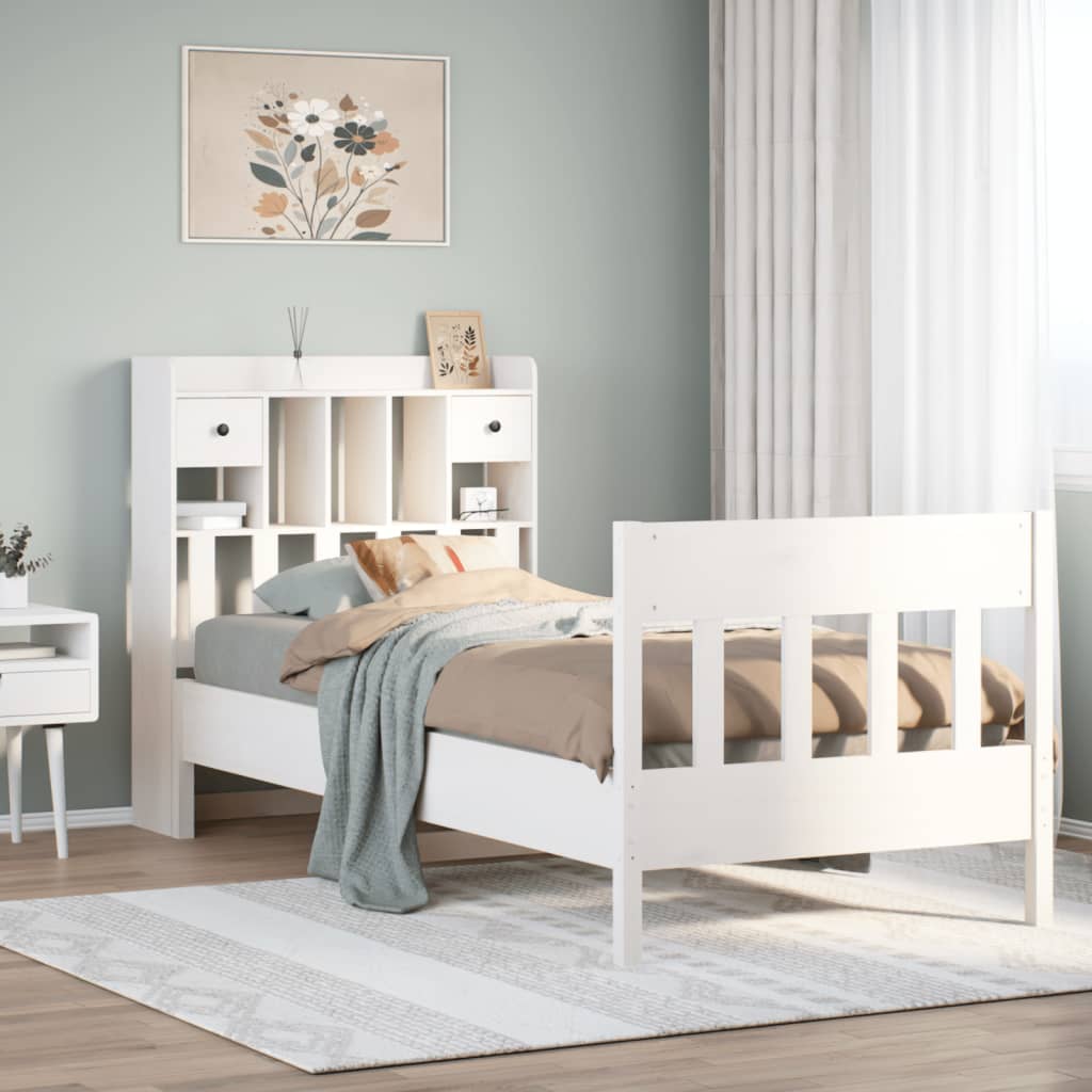 Solid Wood Bed without Mattress White 75x190 cm Pine Wood