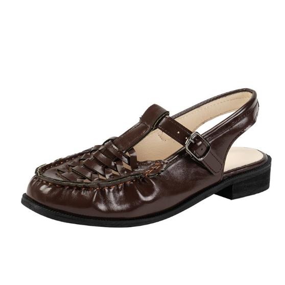 

Винтажная элегантная женская обувь 2024 лето новая плетеная темпераментная обувь сандалии женские римские одинарные туфли рыбацкая женская обувь Mujer Sapato 40 коричневый