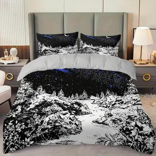 Comforter Snow Mountain Snow Mountain Background Skiing Theme Suitable For Children Kids Adults Warm Breathable