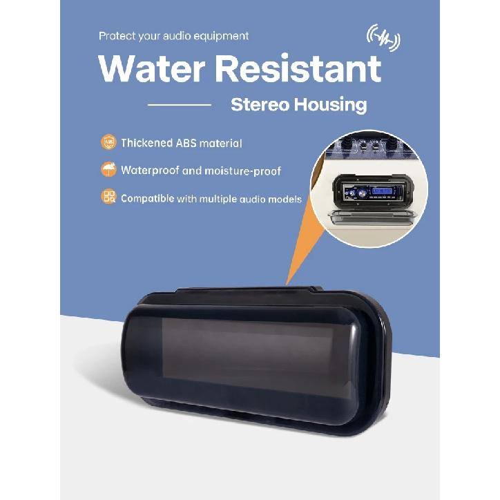 Universal Marine Waterproof Stereo Cover Boat Radio Housing Flip-Up ABS Faceplate Protector for Most Head Units
