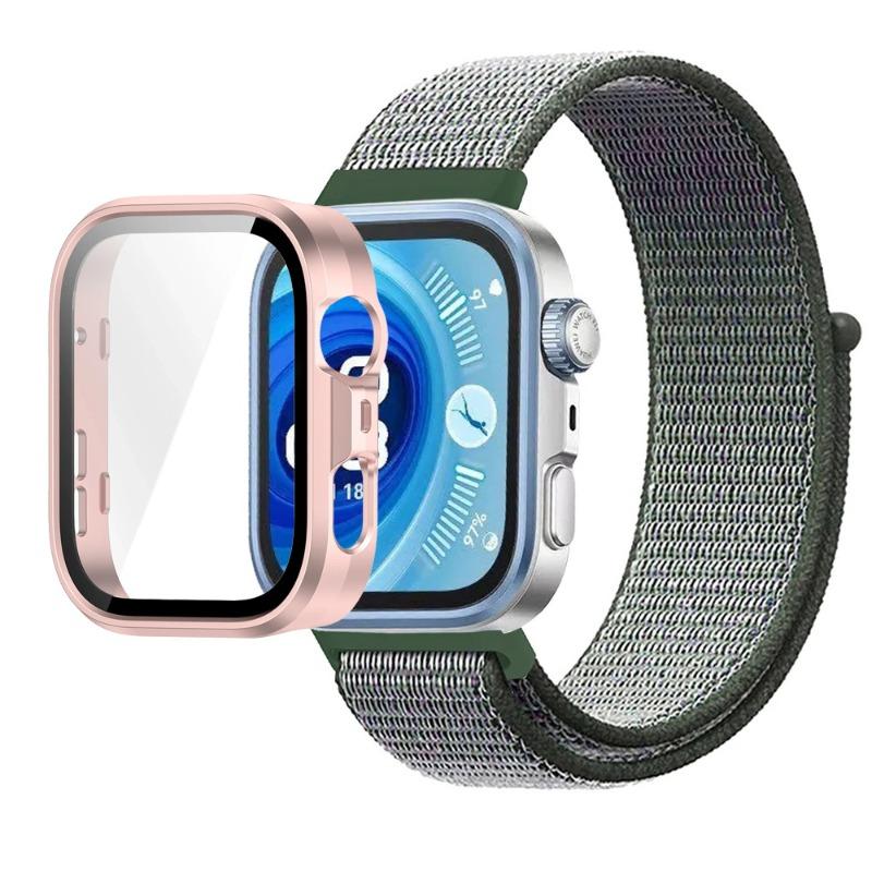 Pasek Nylonowy+Etui PC do Huawei Watch Fit 3/4/4 Pro Chroniące przed Upadkiem+Wygodna Oddychająca Opaska na Nadgarstek Correa
