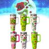 Copo Térmico de Aço Inoxidável Grinch de 40 oz com Canudo e Design Moderno Verde