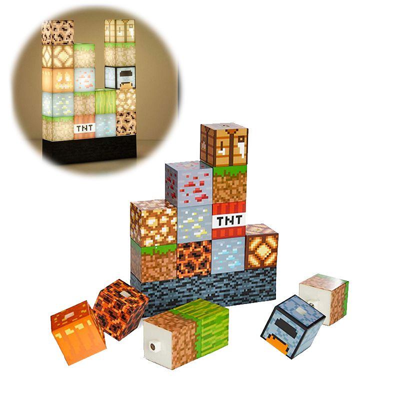 

Сшивание Майнкрафт Ночник Лампа Питание от USB Декор Строительный блок Складывание Сделай сам