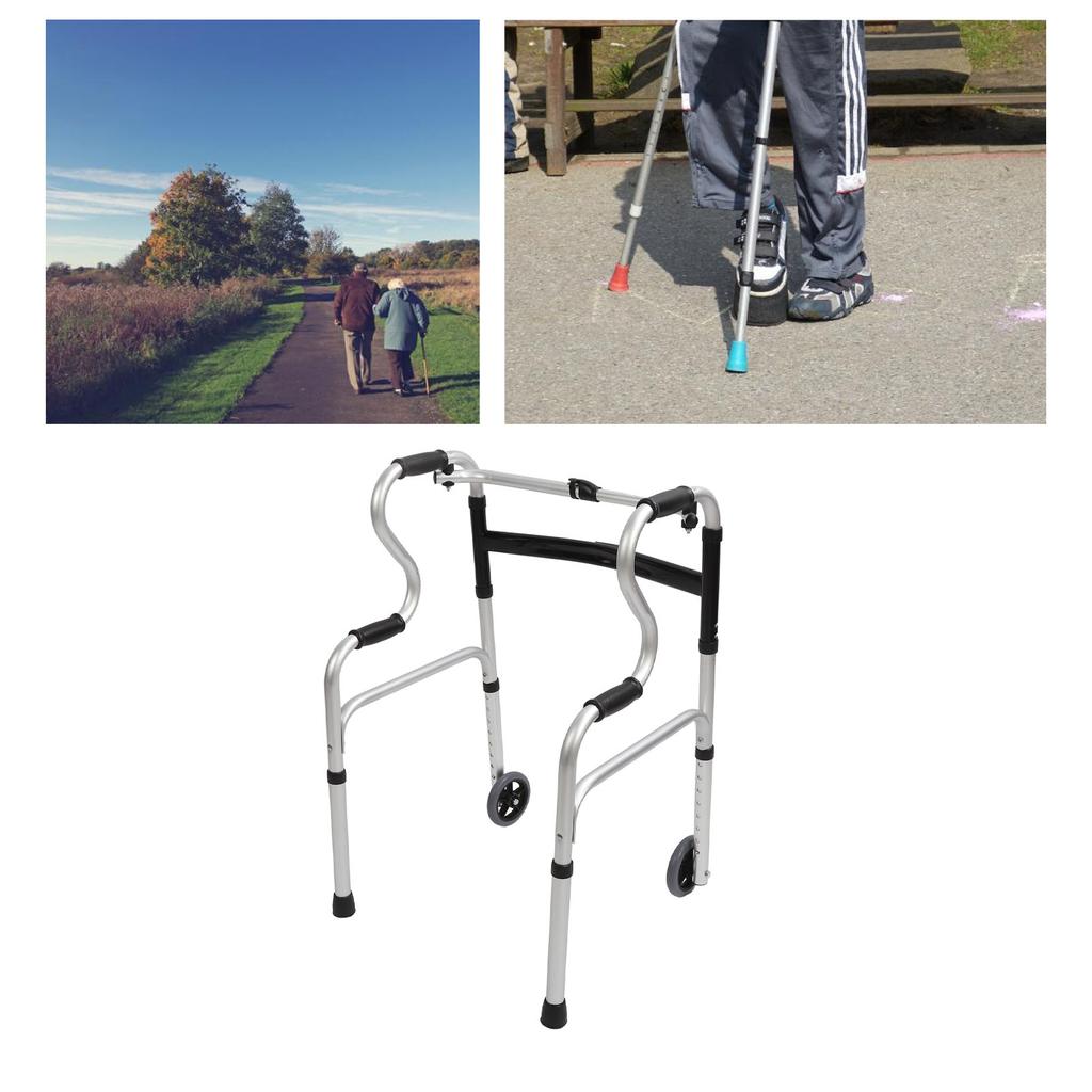 Senior Folding Walker with Arm Support 8 Levels Height Adjustable Multiple Modes Portable Folding Walker for Disabled Elderly