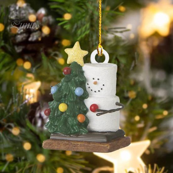 Vánoční závěsná dekorace sněhulák 3D akrylové opakovaně použitelné auto zpětné zrcátko kreslený přívěsek vánoční stromeček ozdoba na párty dárky