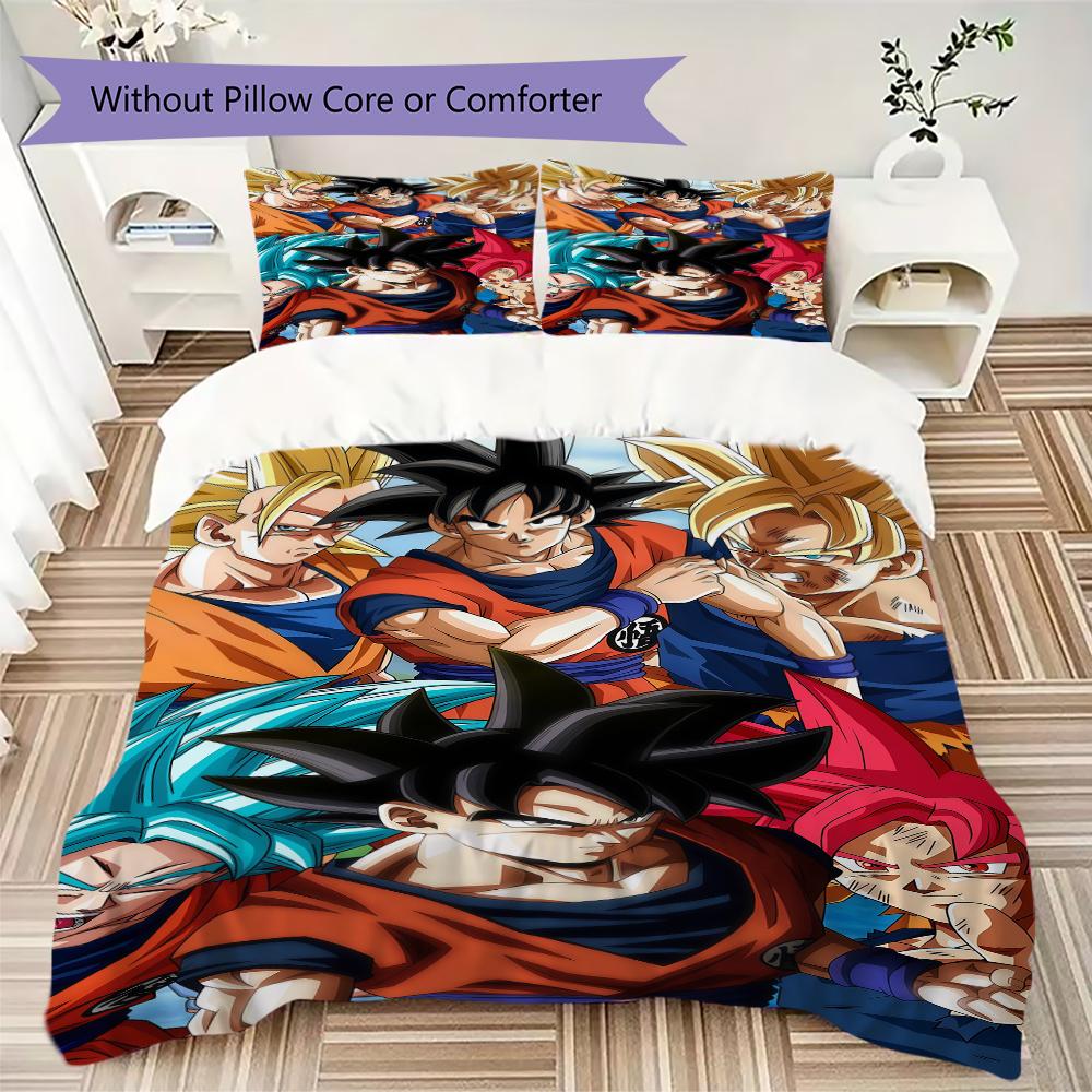 Son Goku Anime Duvet Cover, 3pcs Bedding Set, Digital Print, No Filling, Multi-Size, Kids Gift -HYQ31