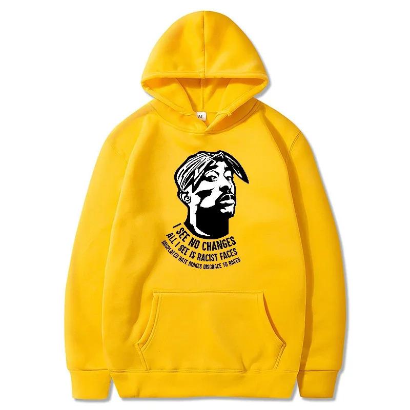 The European and American Trendy Rapper 2PAC's Fleece Hooded Sweatshirt Is A Fashionable European and American Hooded Sweatshirt