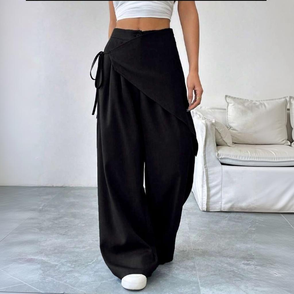 Women's Asymmetric Wide Leg Suit Pants Loose Fit Trousers for Wear