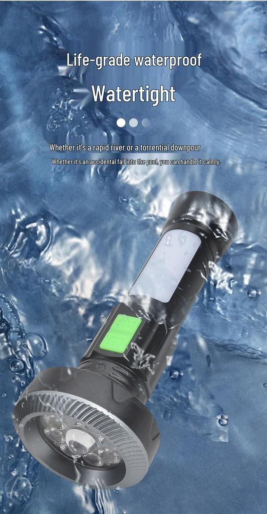 High-Brightness Magnetic USB Rechargeable Flashlight with Side Light for Outdoor Use