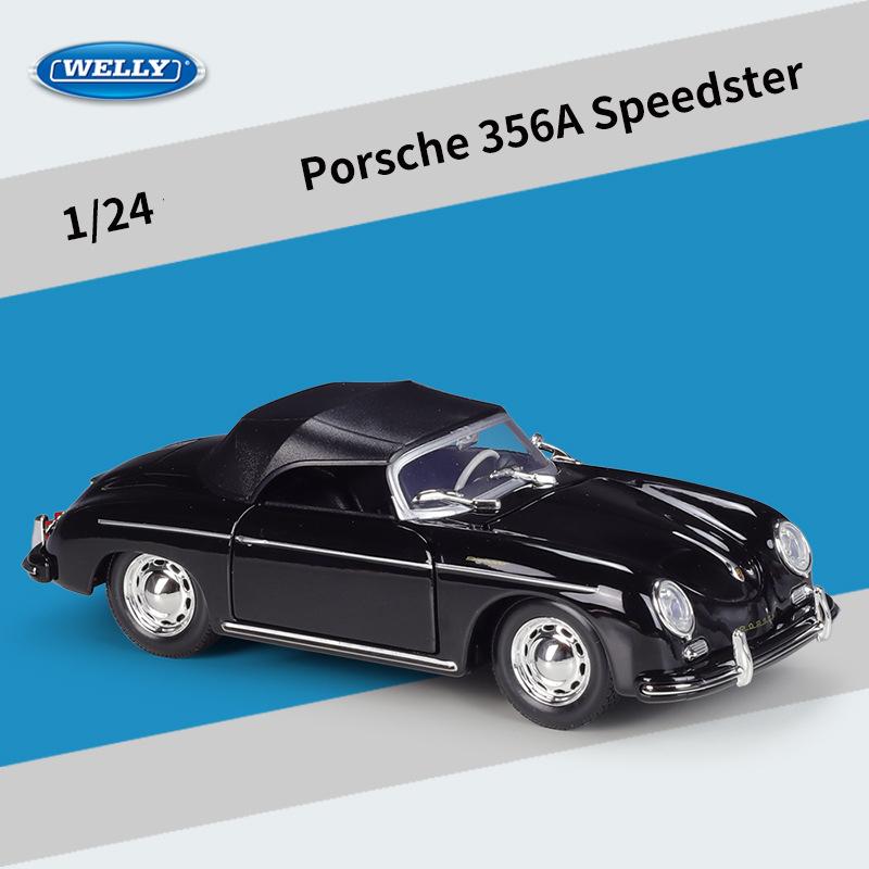WELLY 1/24 Porsche 356A Speedster Classic Vintage Car Alloy Scale Car Model Diecast Metal Static Children Toy Car Vehicles Gifts