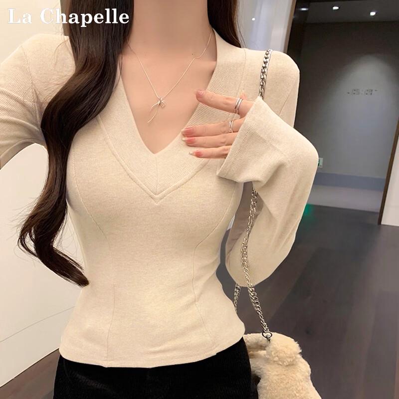 La Chapelle Women s Deep V-Neck Thermal Base Layer Top XL