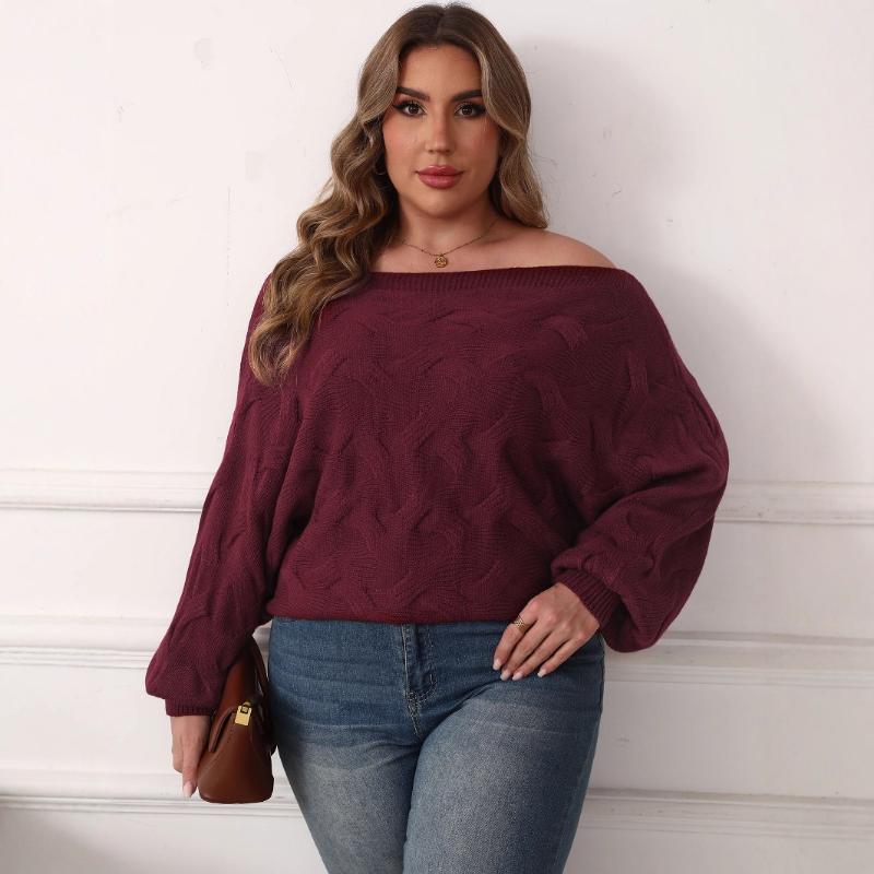 Women's Sexy One-length Off-shoulder Irregular Top Bat Sleeve Loose Pullover Sweater Women