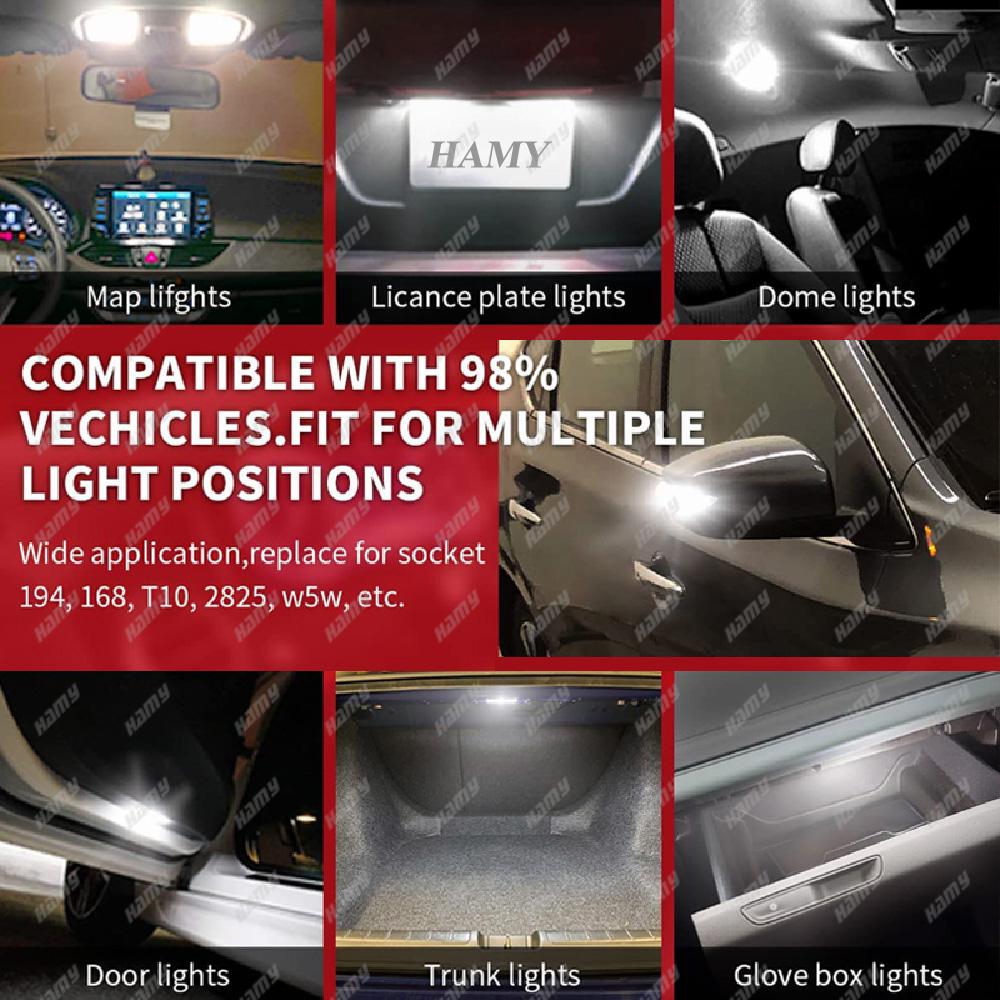 10/20/40 PCS CANBUS T10 W5W LED Bulb For Car Interior Dome Door Maps Trunk License Plate Lights 12V 4014-45SMD 6500K White 300LM Dome Lights 6