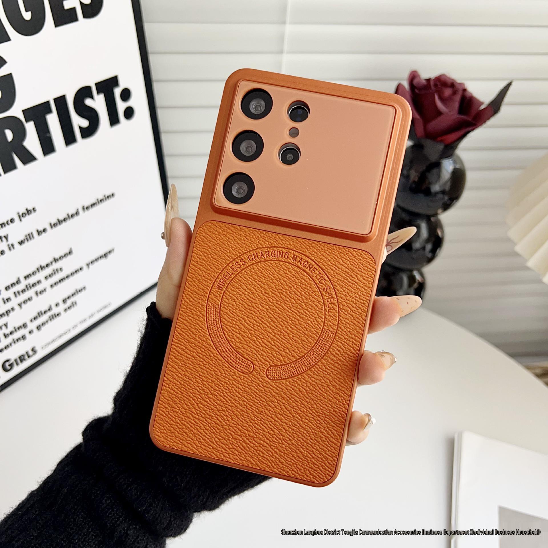

Samsung S26 Ultra Magnetic Phone Case - Lychee Pattern, Full Coverage, for S25+/S24+ S26