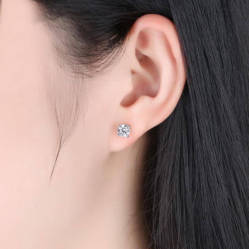 Round Cubic Zirconia Copper Earring Stud Set, 345678mm, Four-Prong, Autumn/Winter Fashion, European/American Style