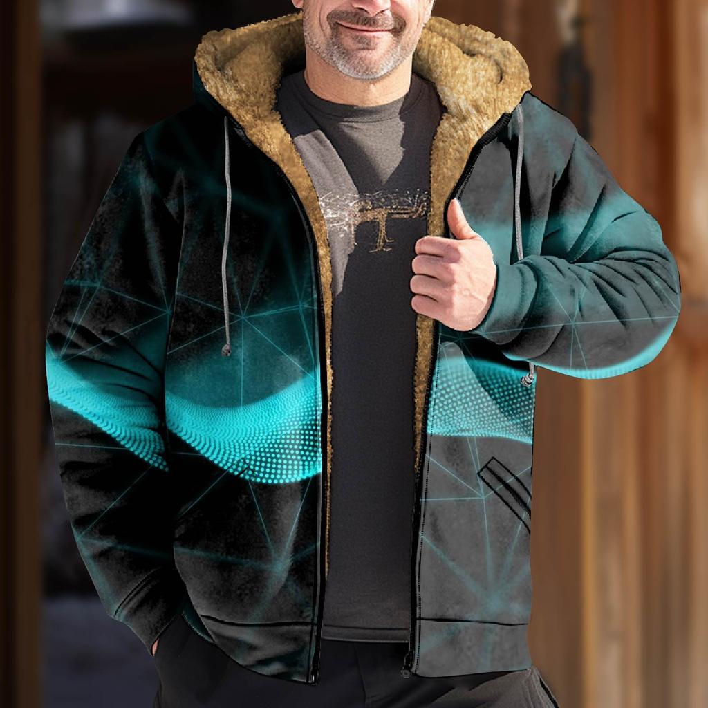 Herrjacka med tryck Herr Vår Och Casual Trend Dragkedja Huva