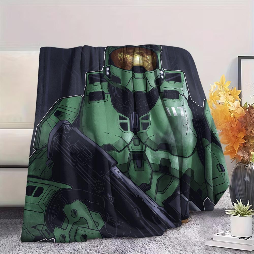 Master Chief  Print Flannel Blanket, High Quality Comfortable for All Seasons, Home Decor, Warmth and Comfort