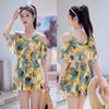 Floral Swimming Suits Women's Plus Size Split Dress Style Strapless Spa Swimwear