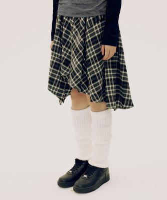 Some Place Check Asymmetrical Wrap Banding Midi Skirt_2 Colors