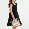 Girls Summer Sleeveless Dress - Square Neck Ruffled Back Short Dress