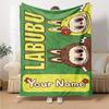Labubu Customize Your Name Blanket Cozy Customizable Blanket Durable Comfort Perfect for Sofa Seaside Picnics Nap Four Seasons Multipurpose