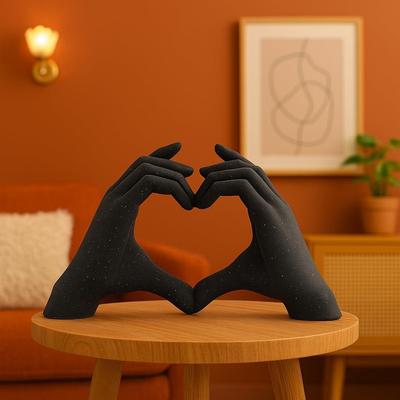 Künstlerische Hand-Liebe-Skulptur | Ein herzlicher Ausdruck der Verbundenheit | Verleiht jeder Dekoration Wärme – 1er-Pack, Schwarz