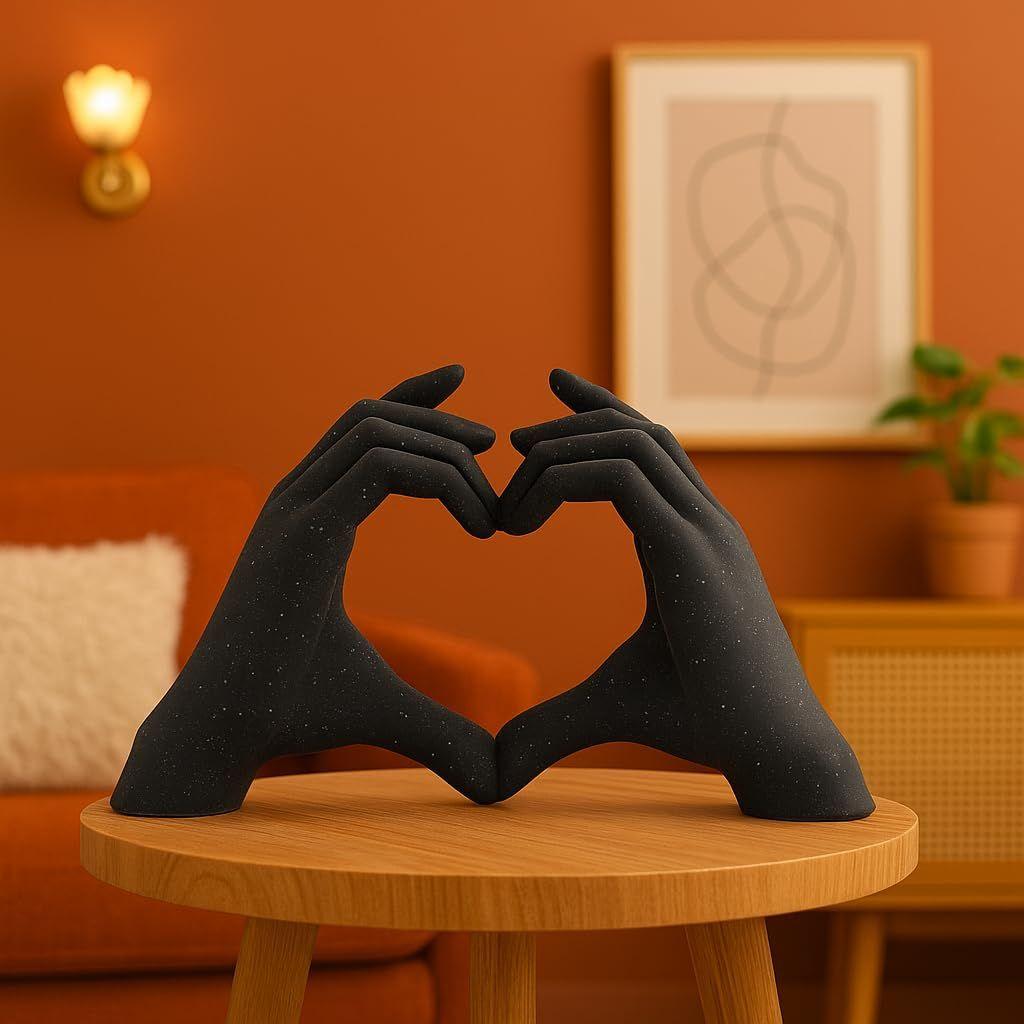 Artistic Hand Love Sculpture | A Heartfelt Expression of Connection | Adds Warmth To Any Décor – Pack of 1, Black