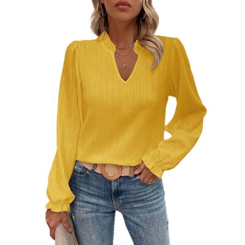 2025 Women's Slim V-Neck Long-Sleeve Fashion Top