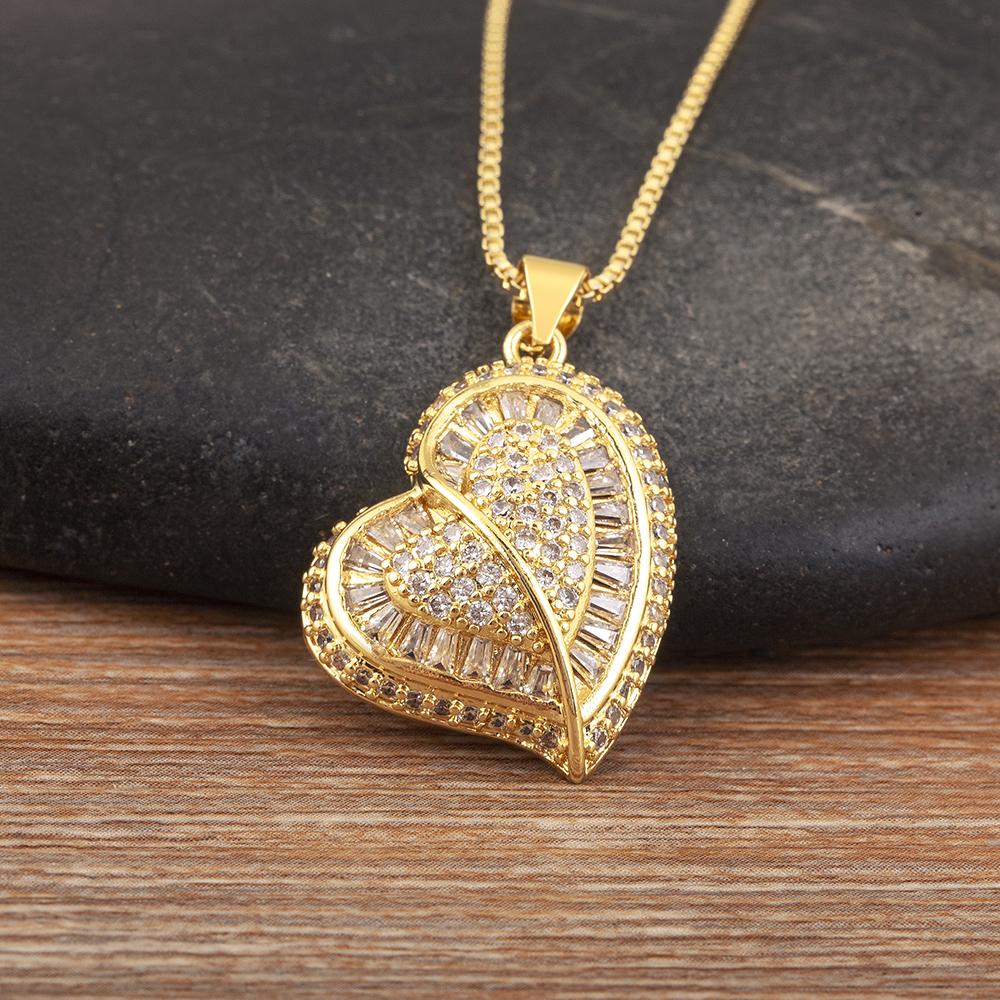 

Nidin New Trendy Love Heart Shape Pave Shiny Crystal Zircon Pendant Necklace For Female Male Aesthetic Lucky Jewelry Accessories білий