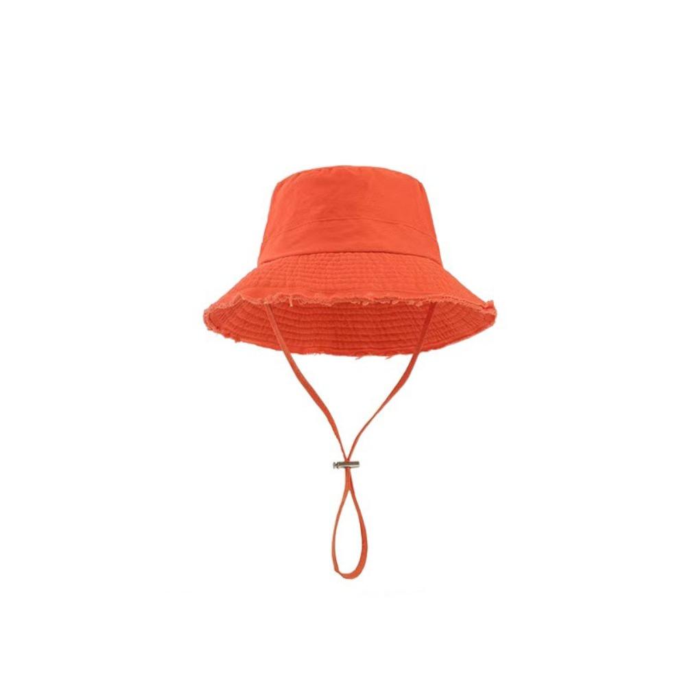 Solid Color Rough Edge Fisherman Hat Wide Brim Bucket Hat Fashion Outdoor Sun Hat  Male