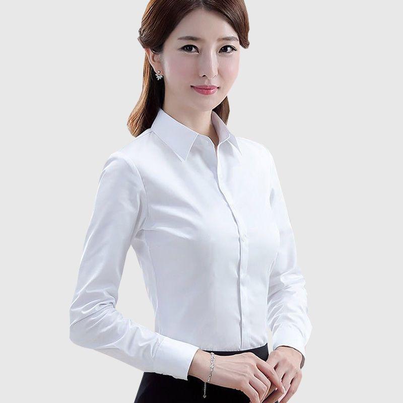 Women's Korean-Style Thickened Velvet Black and White Slimming Long-Sleeve Shirt - Professional Workwear Base Layer