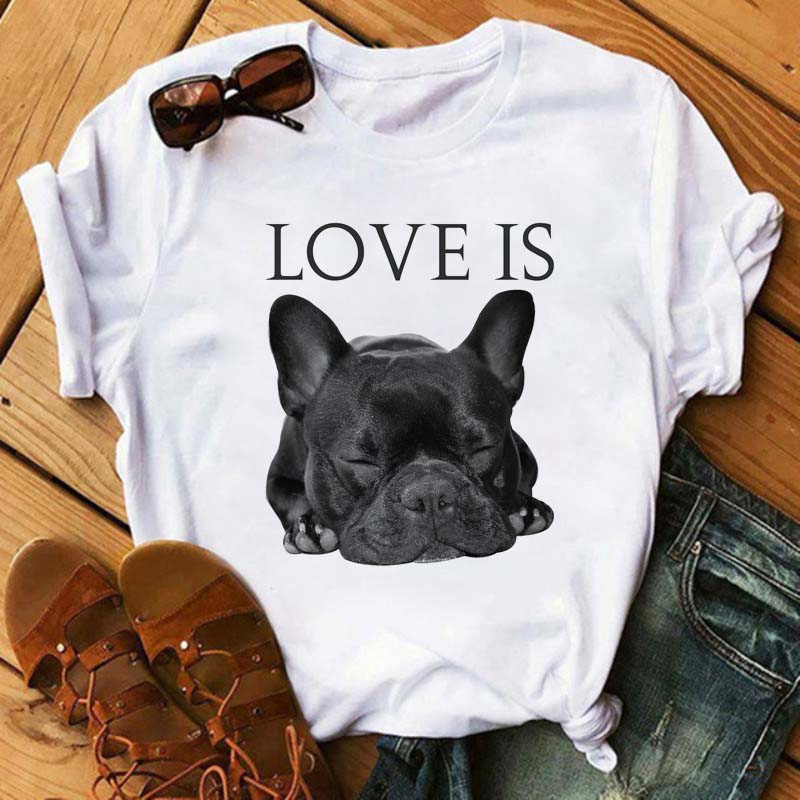 Cute French Bulldog T-shirt Animal Harajuku Print Pattern Shirt Fun French Bulldog Short Sleeves Animal Lover Tshirt dog mom Tee