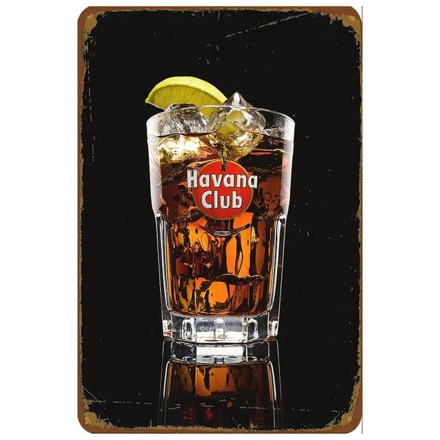 Havana Club Vintage Kovová Plechová Znamení Retro Nástěnná Dekorace pro Pánskou Jeskyni Domov Kavárna Zahrada Klub Bar Hospoda Železná Malba Umělecký Plakát