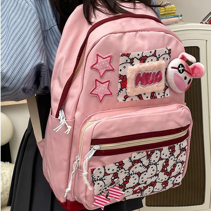 Schoolbag Middle school schoolbag female Korean version ins Pink girl backpack wholesale Mori cartoon cute KT cat backpack
