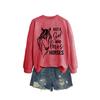 Womens Oversized Long Sleeve Hoodie Top With Horse Lover Graphic Print Cotton Blend Casual Sweatshirt Winter