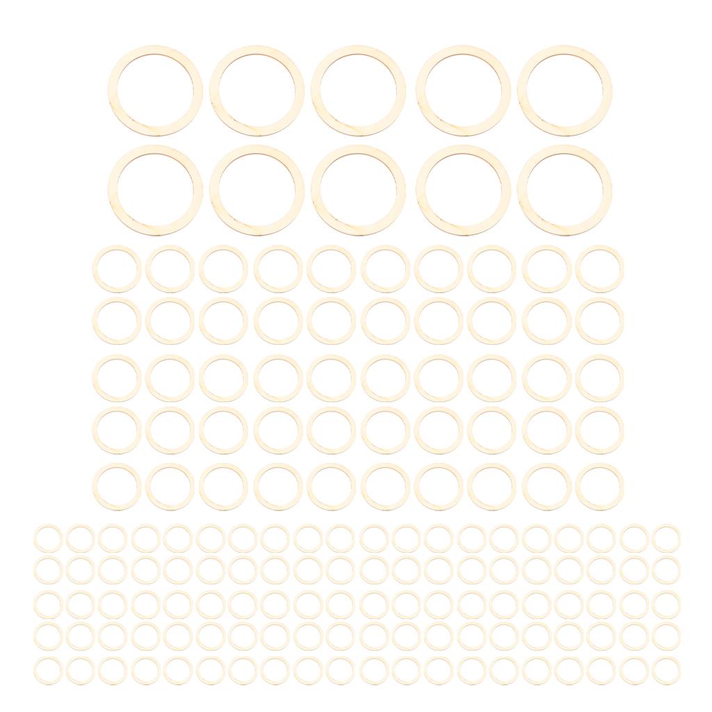 205Pcs Unfinished Wood Rings 5 Sizes Light Sturdy Smoothing Simple Wooden Wreath Rings for Craft DIY Decoration
