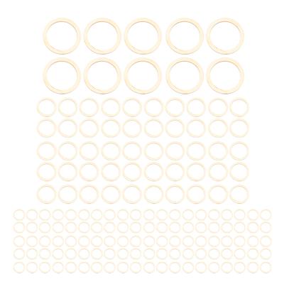 205Pcs Unfinished Wood Rings 5 Sizes Light Sturdy Smoothing Simple Wooden Wreath Rings for Craft DIY Decoration